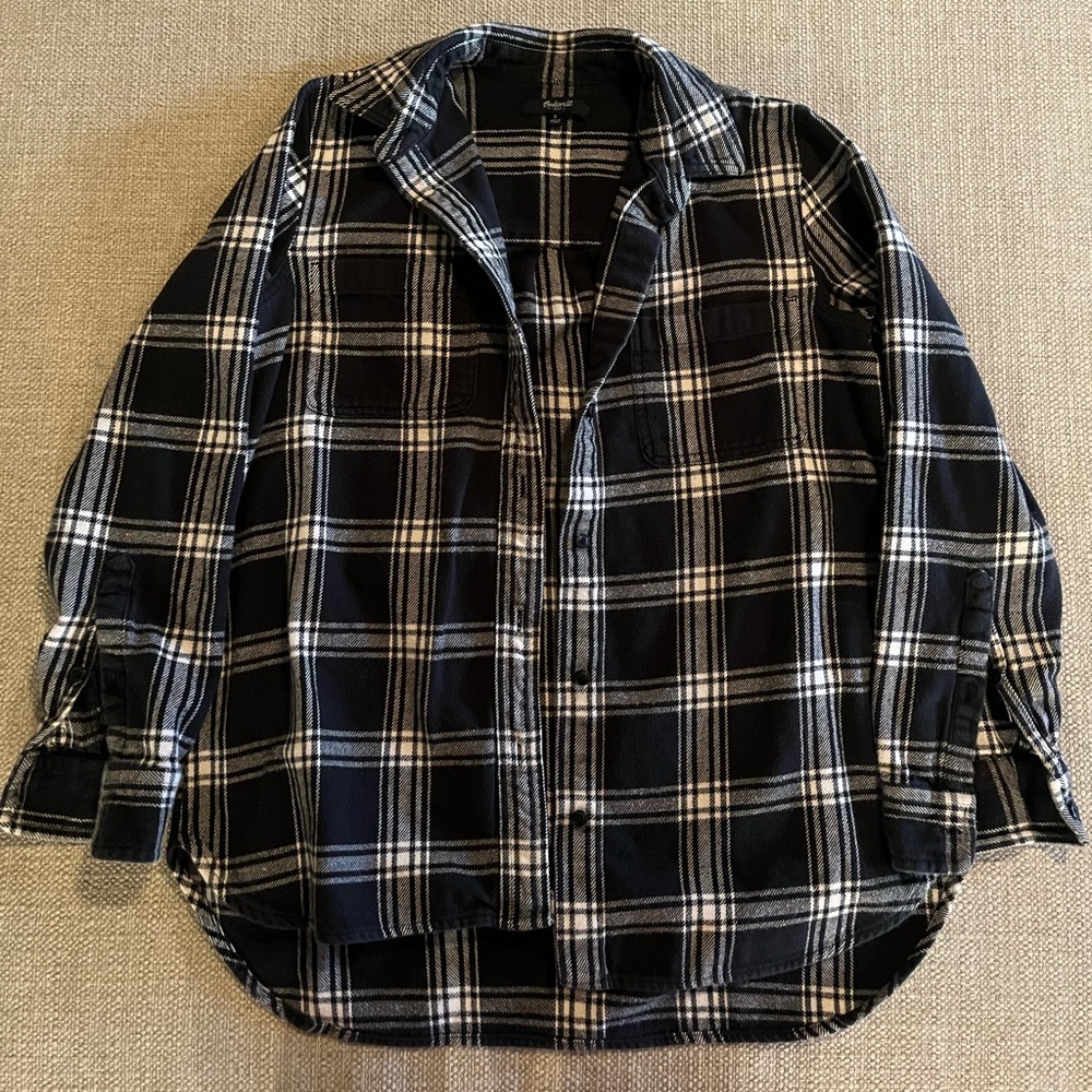 Madewell Black and White Plaid Button Down Shirt